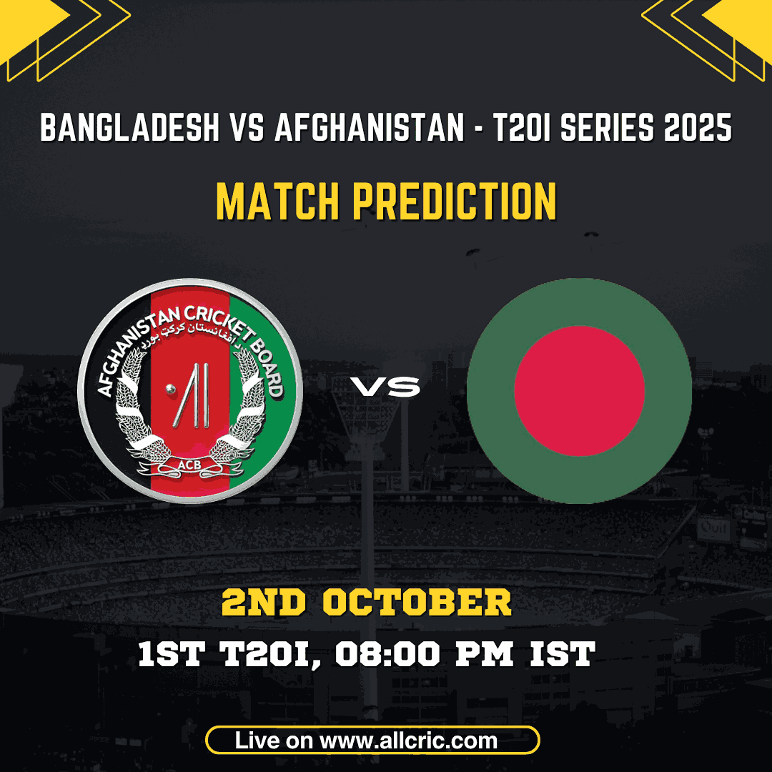 AFG vs BAN T20 Dream11 Prediction Today Match – Afghanistan vs Bangladesh 1st T20I 2025 at Sharjah Cricket Stadium on 2nd October, fantasy tips, probable XI, match preview, and live updates.