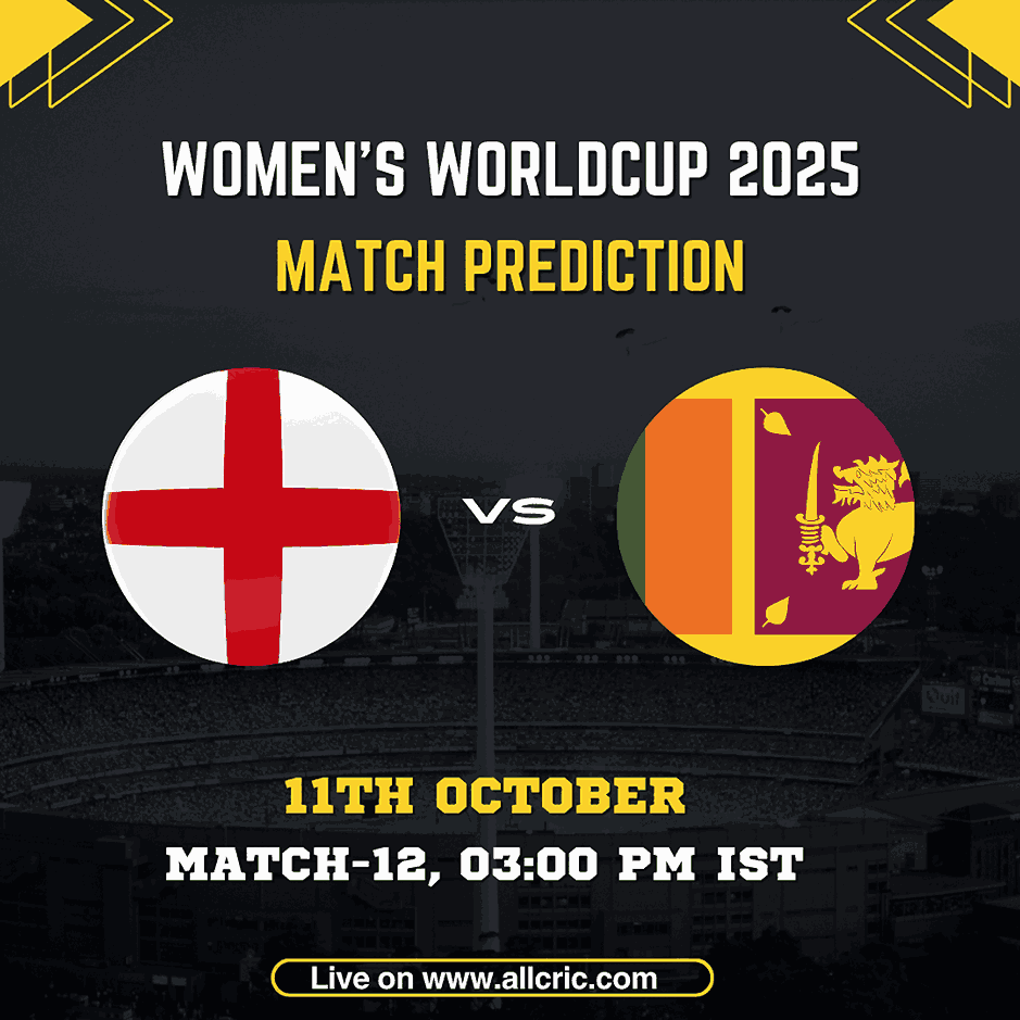 ENG-W vs SL-W today match prediction — England Women vs Sri Lanka Women, Women’s World Cup 2025 Match 12. Get Dream11 team prediction, fantasy tips, and match preview.