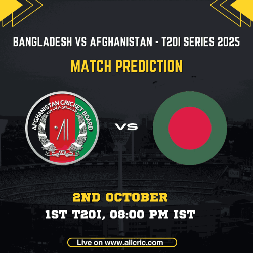 AFG vs BAN T20 Dream11 Prediction Today Match – Afghanistan vs Bangladesh 1st T20I 2025 at Sharjah Cricket Stadium on 2nd October, fantasy tips, probable XI, match preview, and live updates.