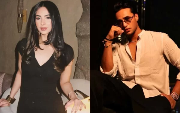 Side-by-side photographs of Abhishek Sharma and fashion entrepreneur Laila Faisal