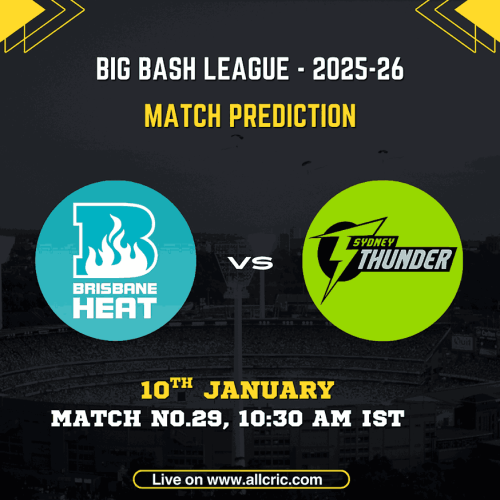 HEA vs THU Dream11 prediction and match prediction for BBL 2025–26 Match 29 featuring Brisbane Heat vs Sydney Thunder at Brisbane Cricket Ground on 10 January.