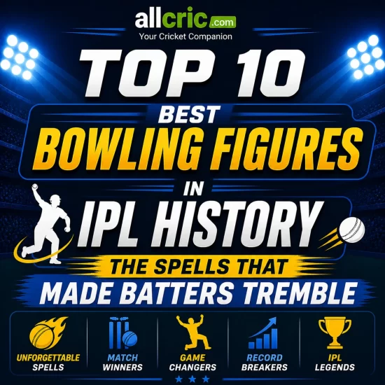 Top 10 best bowling figures in IPL history infographic highlighting record breaking spells and unforgettable bowling performances AllCric