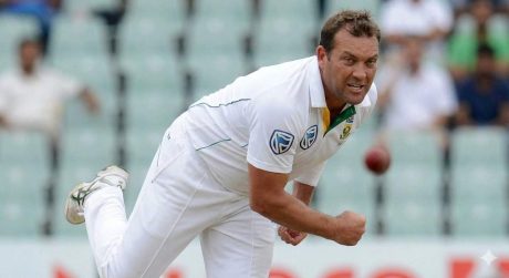 Legendary all-rounder Jacques Kallis bowling for South Africa, who remarkably sits 2nd on the list for Highest Centuries in Test Cricket. Beyond his bowling, he scored 45 centuries, securing his place among those with the most centuries in test cricket.
