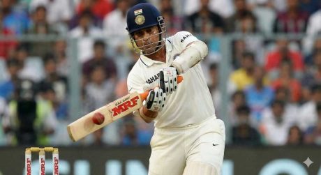 Sachin Tendulkar playing a classic drive, holding the world record for the Highest Centuries in Test Cricket. With an incredible 51 centuries, the "God of Cricket" tops the chart for the most centuries in test cricket history.