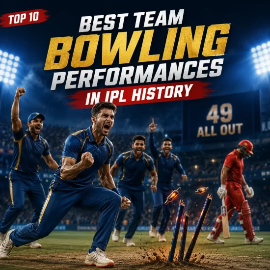Top 10 best team bowling performances in IPL history featuring KKR’s 49 all out demolition of RCB and other dominant IPL bowling displays.